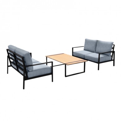 Garden lounge Ermis Megapap set of 3 metal - wood color black - gray
