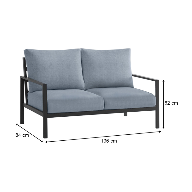 Garden lounge Ermis Megapap set of 3 metal - wood color black - gray