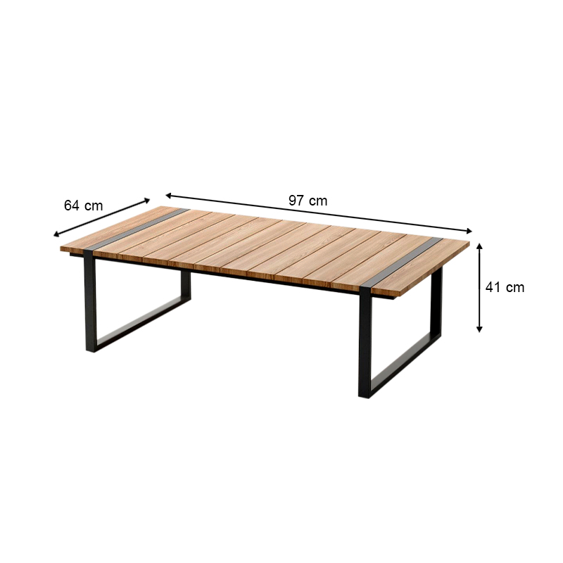 Garden lounge Ermis Megapap set of 3 metal - wood color black - gray