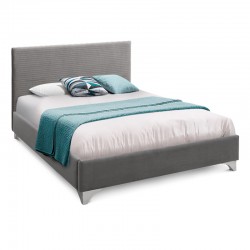 Κρεβάτι TATIANA με επένδυση υφάσματος χρώμα γκρί με Ανατομικές τάβλες 160x200εκ.