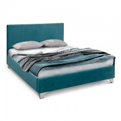Κρεβάτι ELEONORA με επένδυση υφάσματος χρώμα πετρολ με Ανατομικές τάβλες 160x200εκ.