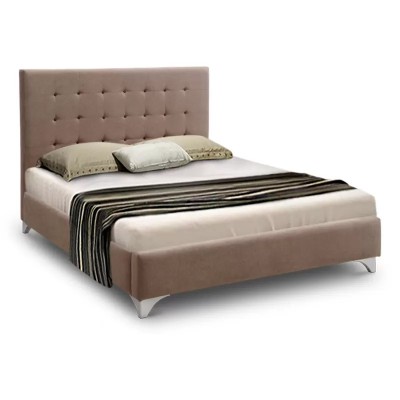 Κρεβάτι PALERMO με επένδυση υφάσματος χρώμα μόκα με Ανατομικές τάβλες 160x200εκ.
