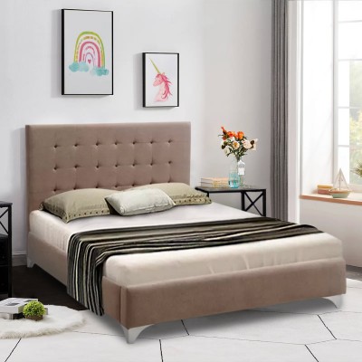 Κρεβάτι PALERMO με επένδυση υφάσματος χρώμα μόκα με Ανατομικές τάβλες 160x200εκ.