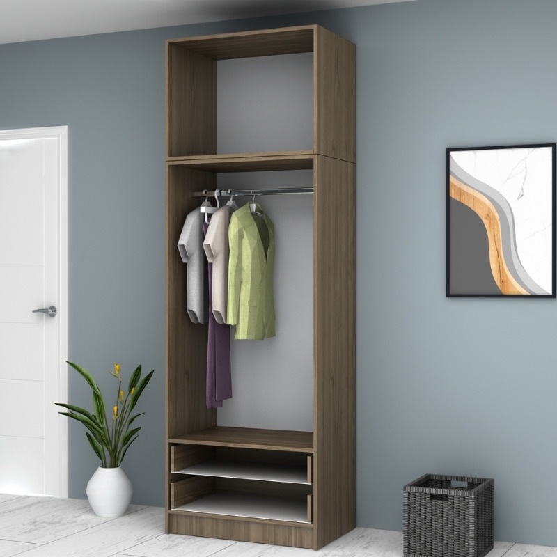 Ricardo Megapap two doors melamine wardrobe with cabinet in walnut color 80x51,8x240cm.