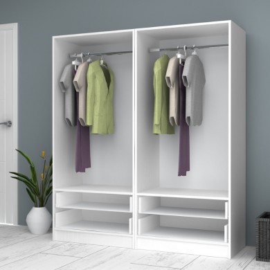 Ricardo Megapap four doors melamine wardrobe in white color 160x51,8x181cm.