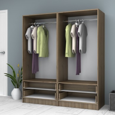 Ricardo Megapap four doors melamine wardrobe in walnut color 160x51,8x181cm.