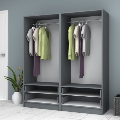 Ricardo Megapap four doors melamine wardrobe in anthracite color 160x51,8x181cm.