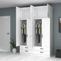 Ricardo Megapap four doors melamine wardrobe with cabinet in white color 160x51,8x240cm.