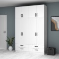 Ricardo Megapap four doors melamine wardrobe with cabinet in white color 160x51,8x240cm.