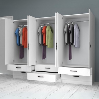 Ricardo Megapap six doors melamine wardrobe in white color 240x51,8x181cm.