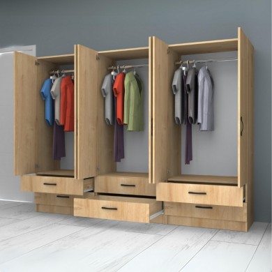 Ricardo Megapap six doors melamine wardrobe in oak color 240x51,8x181cm.