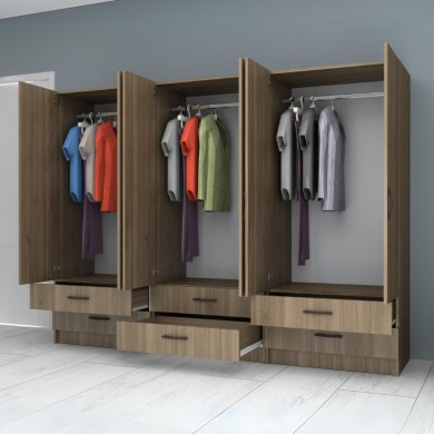 Ricardo Megapap six doors melamine wardrobe in walnut color 240x51,8x181cm.