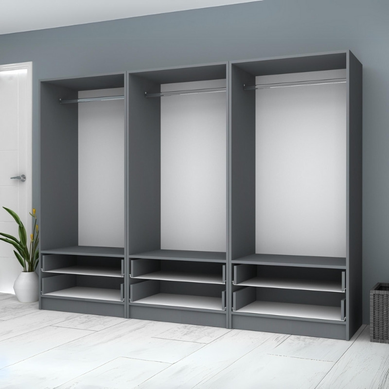 Ricardo Megapap six doors melamine wardrobe in anthracite color 240x51,8x181cm.