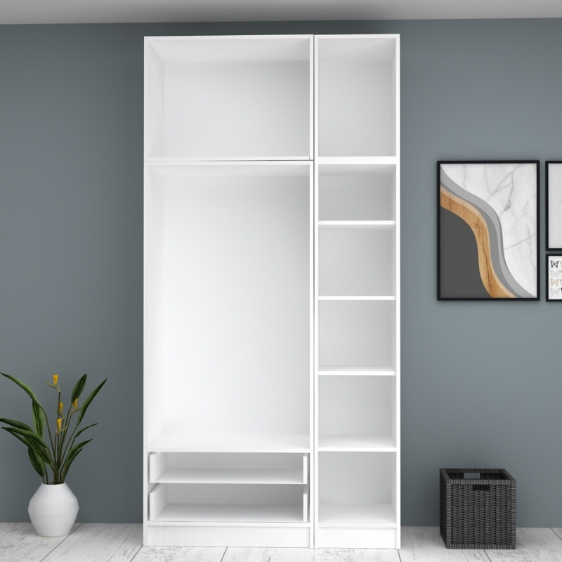 Ricardo Megapap three doors melamine wardrobe with cabinet in white color 120x51,8x240cm.