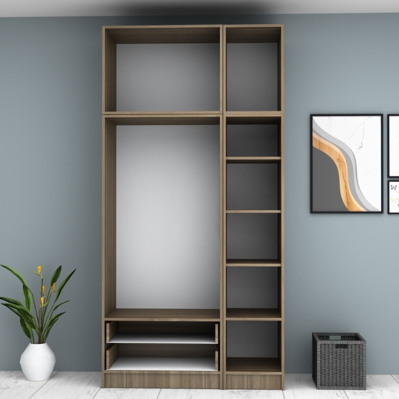 Ricardo Megapap three doors melamine wardrobe with cabinet in walnut color 120x51,8x240cm.