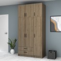Ricardo Megapap three doors melamine wardrobe with cabinet in walnut color 120x51,8x240cm.