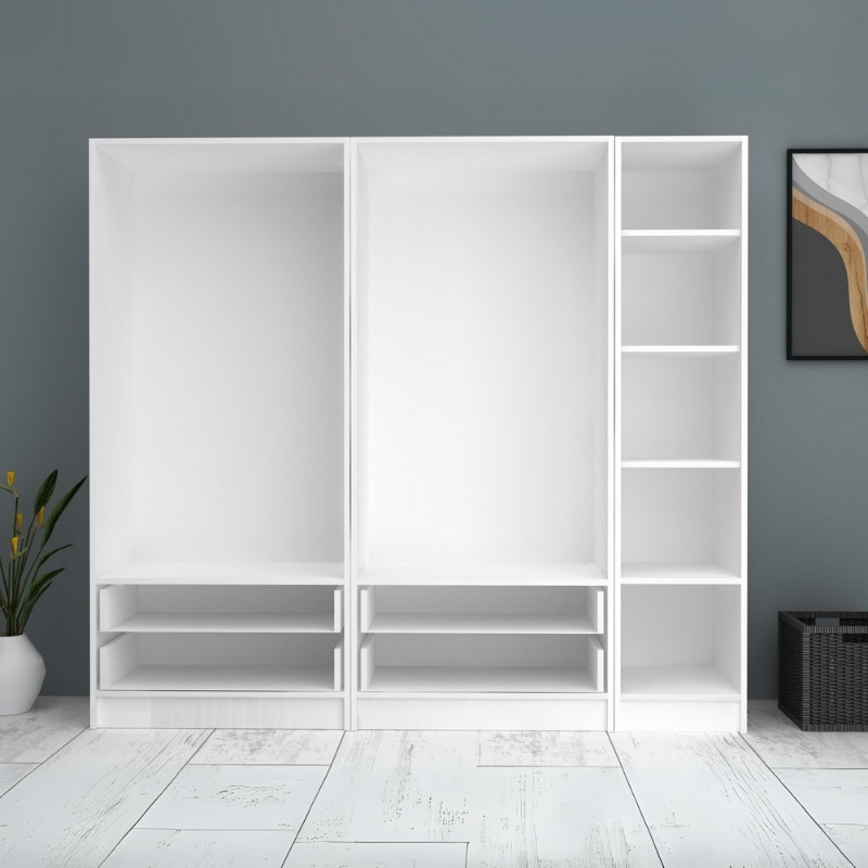 Ricardo Megapap five doors melamine wardrobe in white color 200x51,8x181cm.
