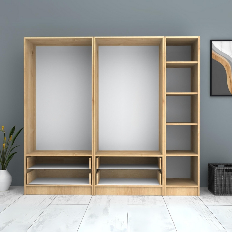 Ricardo Megapap five doors melamine wardrobe in oak color 200x51,8x181cm.