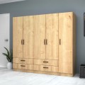 Ricardo Megapap five doors melamine wardrobe in oak color 200x51,8x181cm.