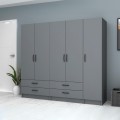 Ricardo Megapap five doors melamine wardrobe in anthracite color 200x51,8x181cm.