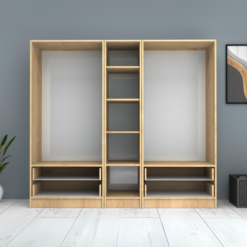 Ricardo Megapap five doors melamine wardrobe in oak color 200x51,8x181cm.