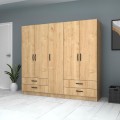Ricardo Megapap five doors melamine wardrobe in oak color 200x51,8x181cm.