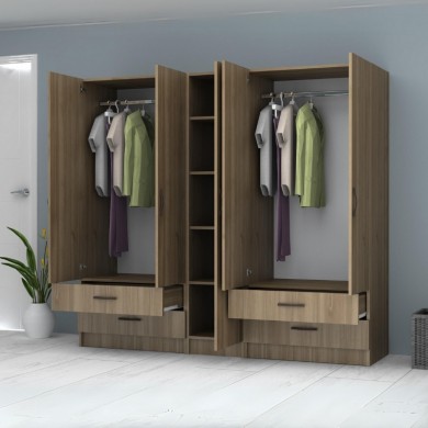 Ricardo Megapap five doors melamine wardrobe in walnut color 200x51,8x181cm.