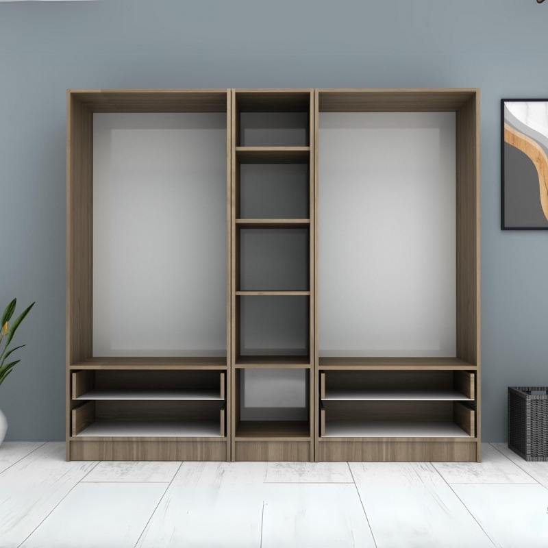 Ricardo Megapap five doors melamine wardrobe in walnut color 200x51,8x181cm.