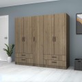 Ricardo Megapap five doors melamine wardrobe in walnut color 200x51,8x181cm.
