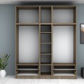 Ricardo Megapap five doors melamine wardrobe with cabinet in walnut color 200x51,8x240cm.