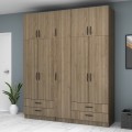 Ricardo Megapap five doors melamine wardrobe with cabinet in walnut color 200x51,8x240cm.