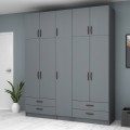 Ricardo Megapap five doors melamine wardrobe with cabinet in anthracite color 200x51,8x240cm.