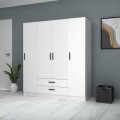 Ricardo Megapap four doors melamine wardrobe in white color 160x51,8x181cm.