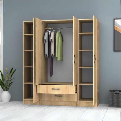 Ricardo Megapap four doors melamine wardrobe in oak color 160x51,8x181cm.
