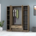 Ricardo Megapap four doors melamine wardrobe in walnut color 160x51,8x181cm.