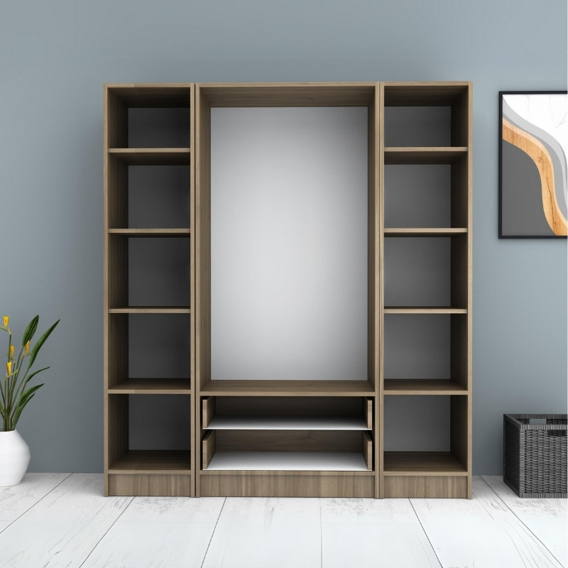 Ricardo Megapap four doors melamine wardrobe in walnut color 160x51,8x181cm.