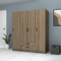 Ricardo Megapap four doors melamine wardrobe in walnut color 160x51,8x181cm.