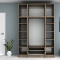 Ricardo Megapap four doors melamine wardrobe with cabinet in walnut color 160x51,8x240cm.