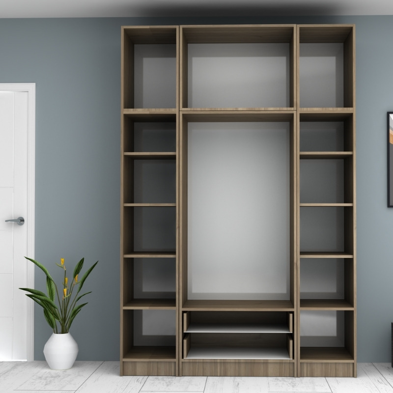 Ricardo Megapap four doors melamine wardrobe with cabinet in walnut color 160x51,8x240cm.