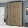 Ricardo Megapap four doors melamine wardrobe with cabinet in walnut color 160x51,8x240cm.