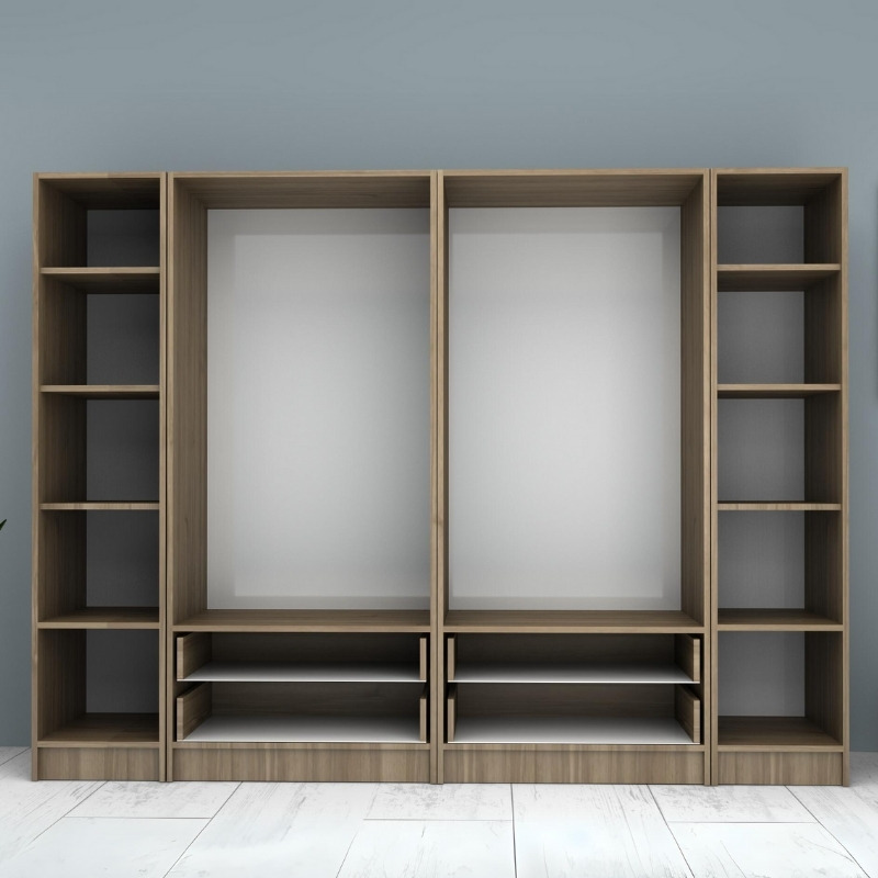 Ricardo Megapap six doors melamine wardrobe in walnut color 240x51,8x181cm.