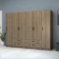 Ricardo Megapap six doors melamine wardrobe in walnut color 240x51,8x181cm.