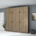 Ricardo Megapap six doors melamine wardrobe with cabinet  in walnut color 240x51,8x240cm.