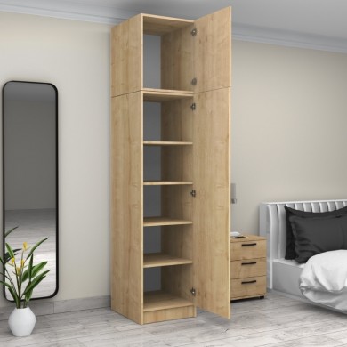 Victoria Megapap single door melamine wardrobe with cabinet in oak color 50x60x240cm.