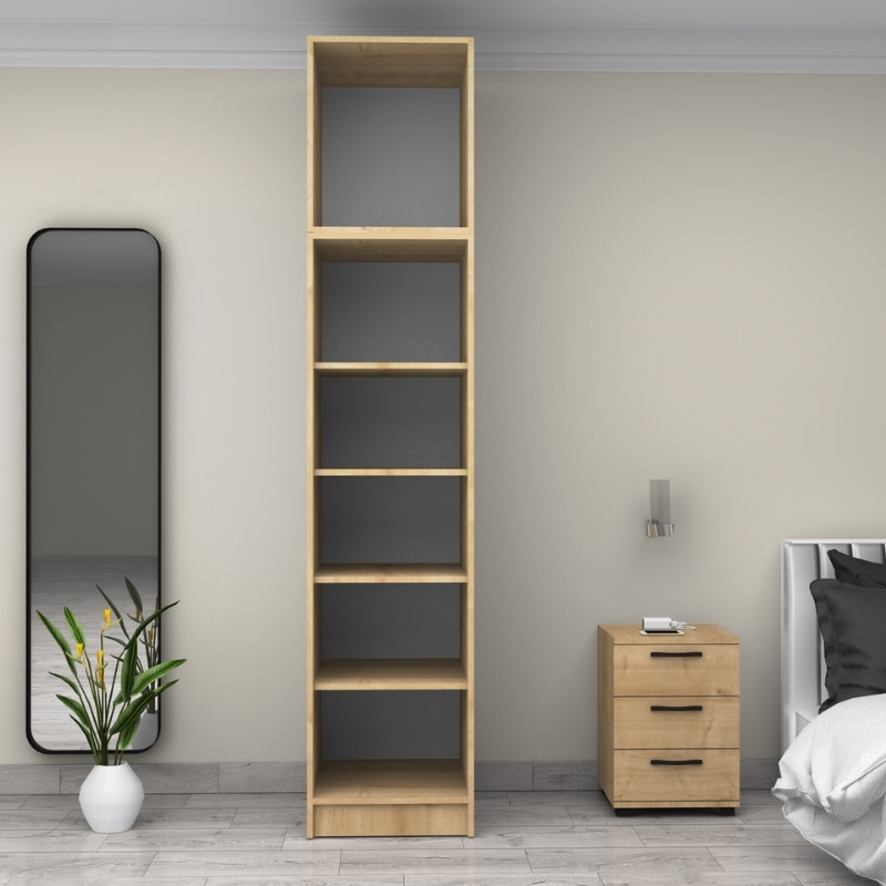 Victoria Megapap single door melamine wardrobe with cabinet in oak color 50x60x240cm.