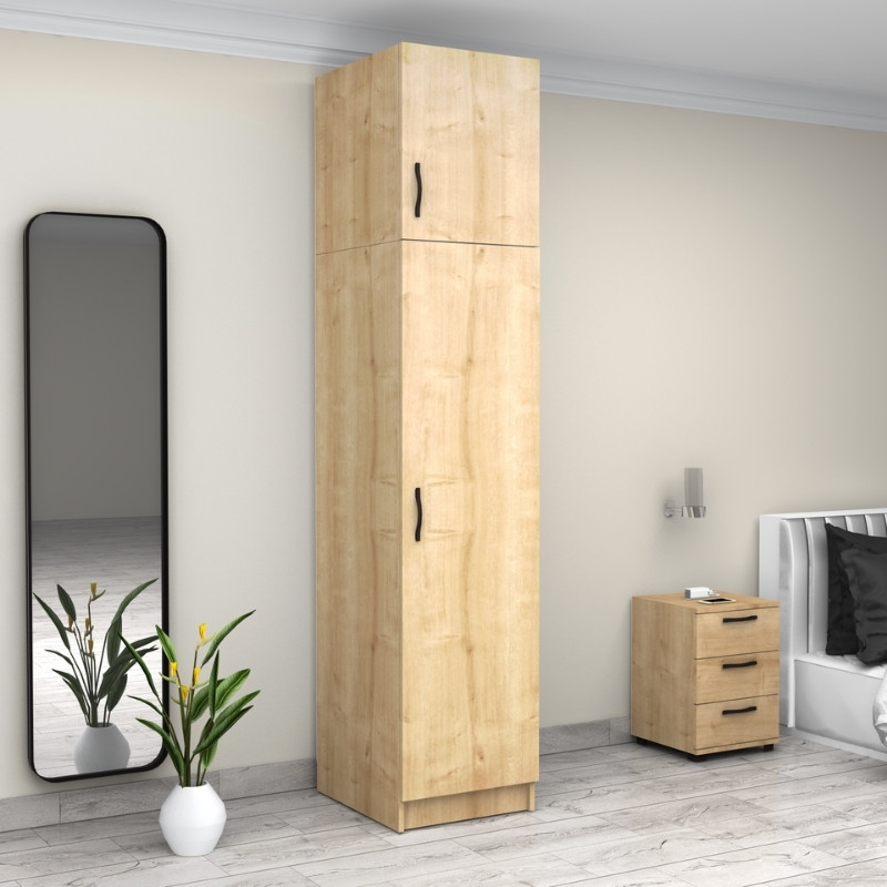 Victoria Megapap single door melamine wardrobe with cabinet in oak color 50x60x240cm.