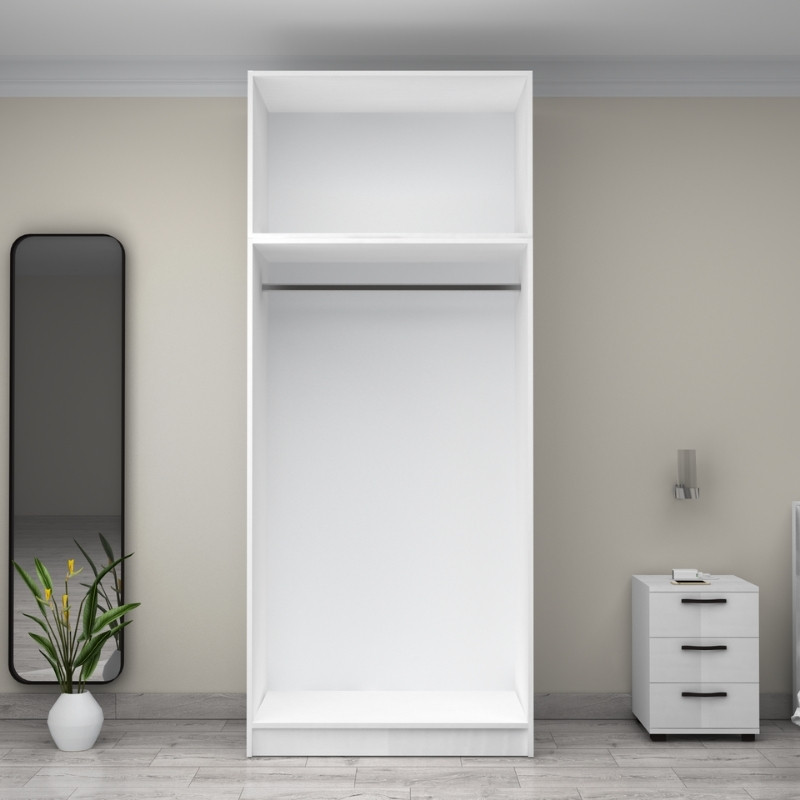 Victoria Megapap  two doors melamine wardrobe with cabinet in white color 100x60x240cm.