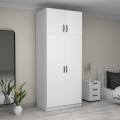 Victoria Megapap  two doors melamine wardrobe with cabinet in white color 100x60x240cm.