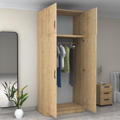 Victoria Megapap  two doors melamine wardrobe with cabinet in oak color 100x60x240cm.