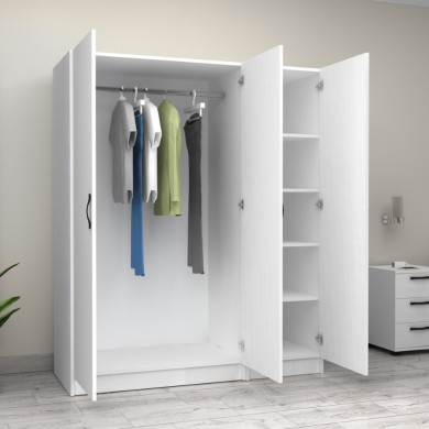 Victoria Megapap three doors melamine wardrobe in white color 150x60x181cm.